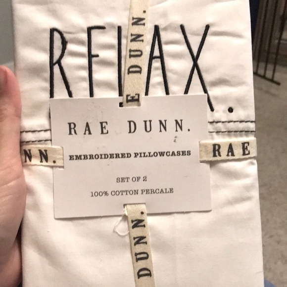 Rae Dunn Other - RAE DUNN RELAX EMBROIDERED STANDARD PILLOWCASES COTTON PERCALE